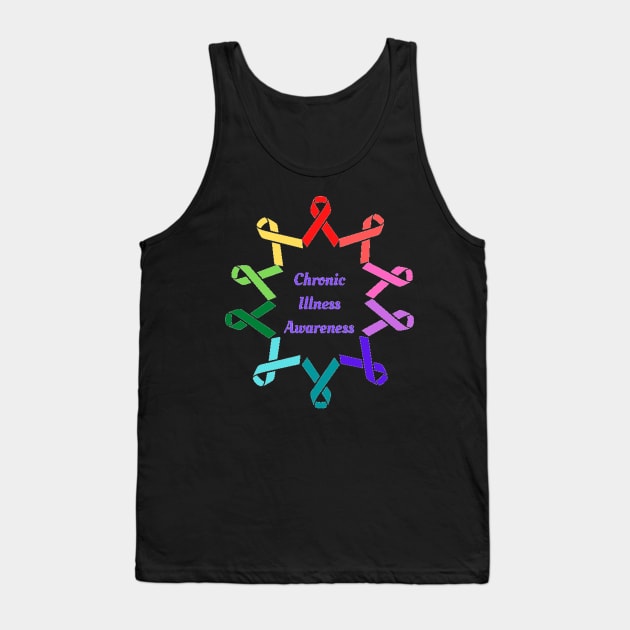 Red,Pink,Purple,Blue,Green and Yellow Chronic Illness Awareness Tank Top by CaitlynConnor